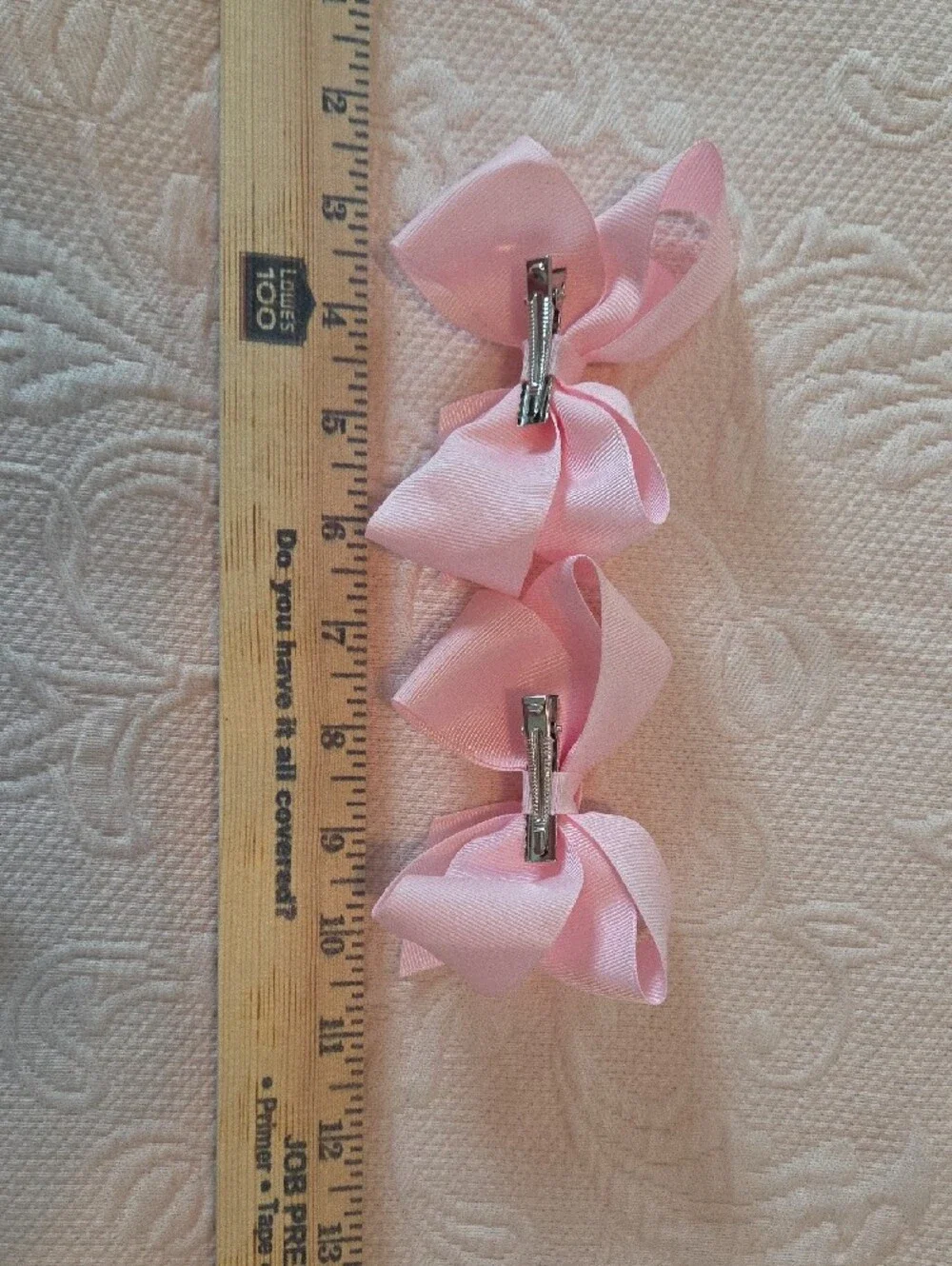 Soft Pink Grosgrain Bow Hair Clips for Kids - Set of 2